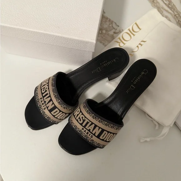 Dior | Shoes | Dior Dway Navy Blue Beige Embroidered Canvas  display picture 1